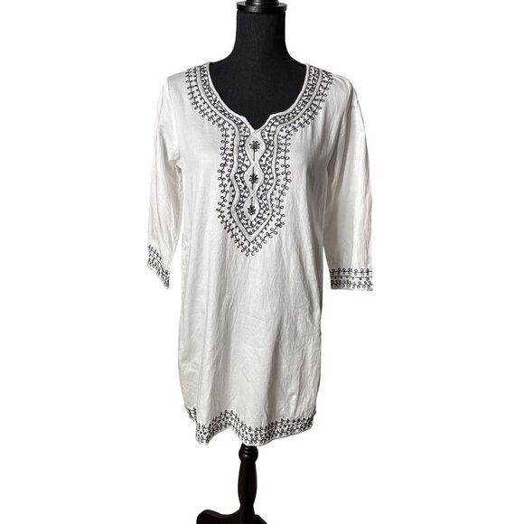 Ravel Fashion, Inc. Women's White Embroidered Swim Cover-Up Tunic Size S - Picture 1 of 12